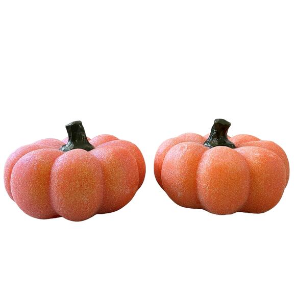 Gardener's Eden LED Wax PUMPKIN Candles Set of 2 Fall Decor Orange NIB - Picture 2 of 12